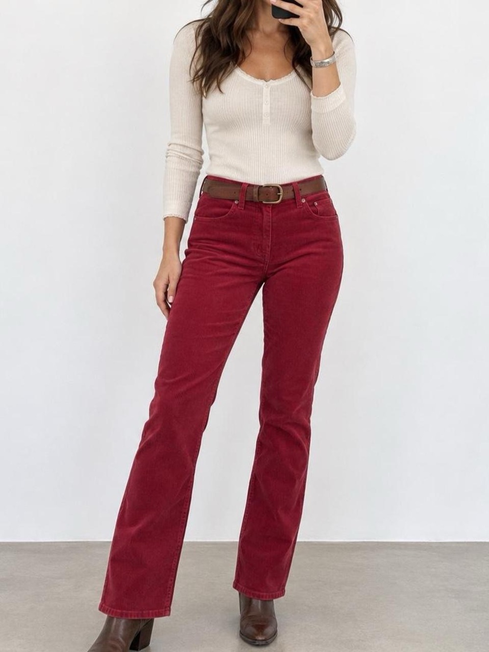 Lincoln Outfitters Wine Corduroy Bootcut Pants Size 8 NWT Fall